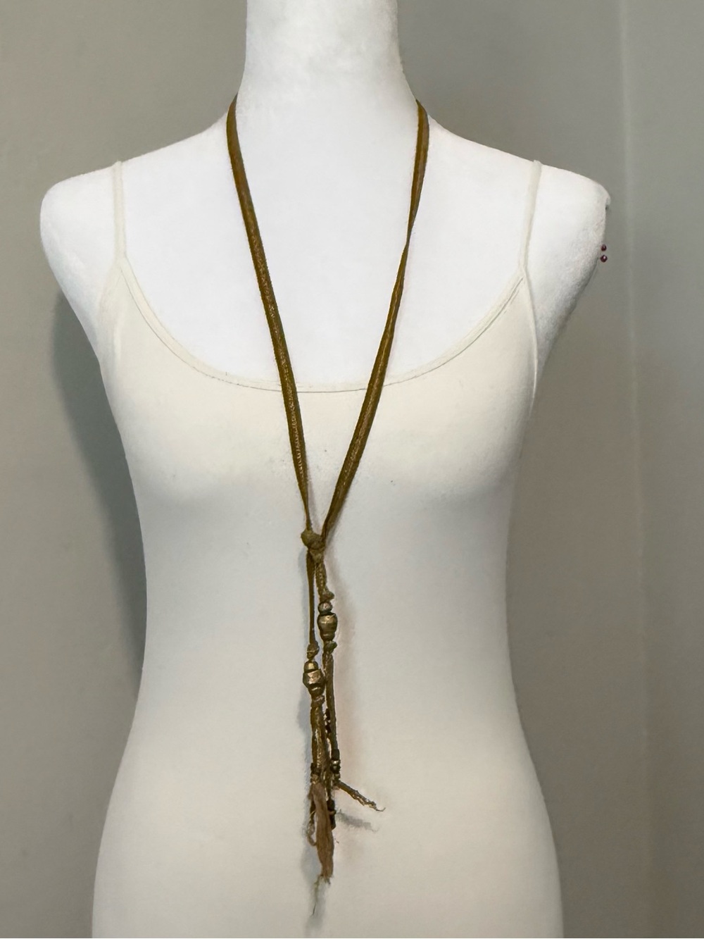 Chan Luu Ribbon Lariat Necklace with Beads